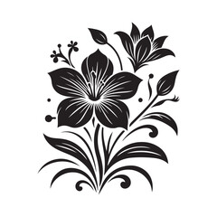 Flower silhouette vector. Flowers icon. Set of leaves silhouette of beautiful plants, leaves, plant design. Vector illustration