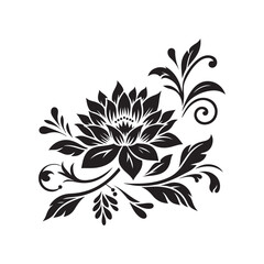 Flower silhouette vector. Flowers icon. Set of leaves silhouette of beautiful plants, leaves, plant design. Vector illustration