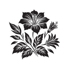 Flower silhouette vector. Flowers icon. Set of leaves silhouette of beautiful plants, leaves, plant design. Vector illustration