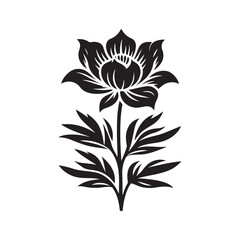 Flower silhouette vector. Flowers icon. Set of leaves silhouette of beautiful plants, leaves, plant design. Vector illustration