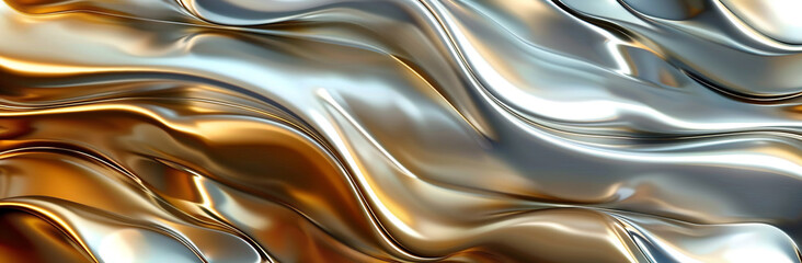 Abstract Flowing Gold and Silver Textures with Elegant Wave Patterns