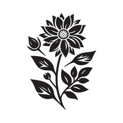 Flower silhouette vector. Flowers icon. Set of leaves silhouette of beautiful plants, leaves, plant design. Vector illustration