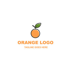 Simple orange fruit logo design on white background with black outline