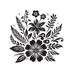 Flower silhouette vector. Flowers icon. Set of leaves silhouette of beautiful plants, leaves, plant design. Vector illustration