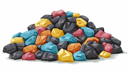 Illustration of pile of garbage bags isolated on white background.