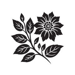 Flower silhouette vector. Flowers icon. Set of leaves silhouette of beautiful plants, leaves, plant design. Vector illustration