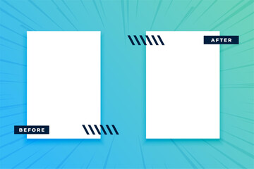 comics style before and after template comparison concept