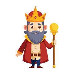 Cartoon king holding a golden scepter vector