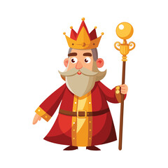 Cartoon king holding a golden scepter vector