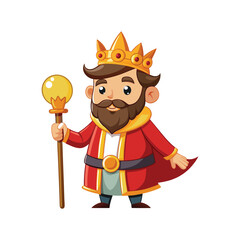 Cartoon king holding a golden scepter vector