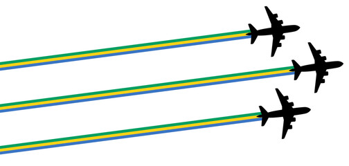 set Flying airplane with gabon flag icon. airshow celebration day symbol Template Illustration Design