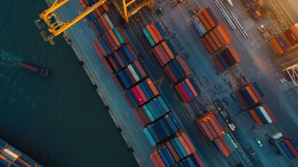 Aerial View of a Busy Container Port