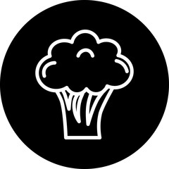 Broccoli Line White Circle Black