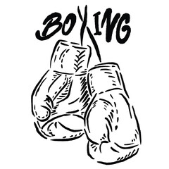 boxing icon vector sketch with font