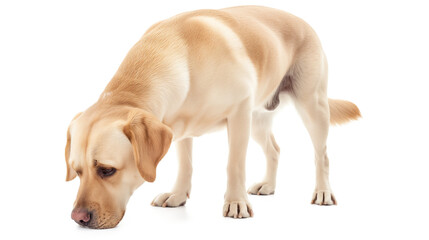 Labrador retriever dog eating isolated on a transparent background