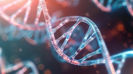 3D rendering of a DNA helix with futuristic details, genetic technology, medical research