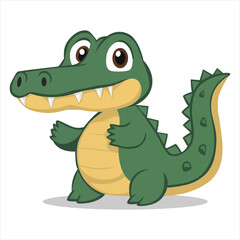 Cute Editable Cartoon Alligator Character Illustration