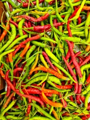 Red and green chili peppers, a colorful ingredient for adding spicy heat to your cooking