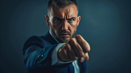 Obraz premium Businessman with a determined look dodging punches.