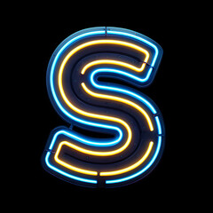 Naklejka premium Alphabet S made from Neon light. Generative AI