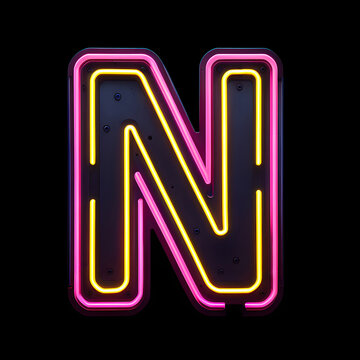 Alphabet N made from Neon light. Generative AI