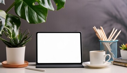 tablet computer and coffee cup notebook, laptop, computer, business, technology