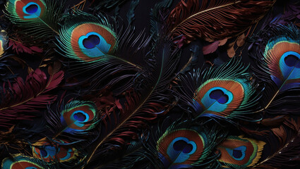 Obraz premium a collection of colorful peacock feathers