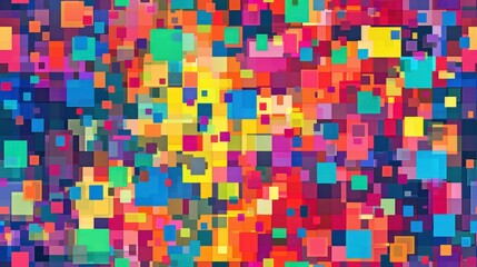 Fototapeta premium Abstract background with vibrant, colorful squares, creating a dynamic and energetic pattern. Suitable for modern design projects.