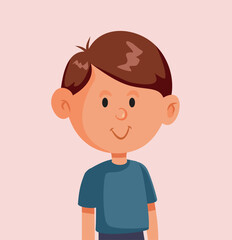 Portrait of a Little Boy Vector Cute Minimal Character. Avatar of a cute toddler smiling feeling optimistic
