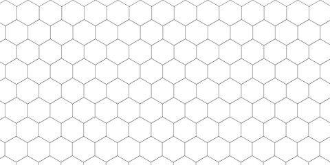 Abstract wide horizontal banner with carbon fiber grid of hexagons and orange glowing lines. vector ilustration