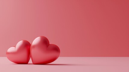 Heart romantic background, love concept, pastel pink background with copy space for text