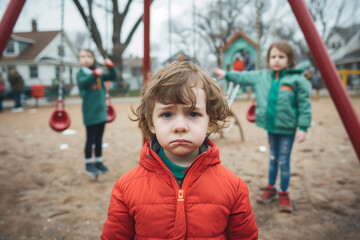 Obraz premium Bullying Shadows - Insult Kid. Generative AI.