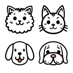 vector illustration of cat and dog faces