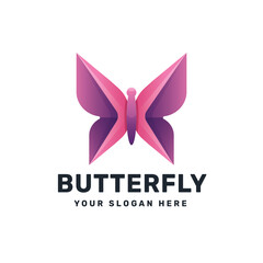 Butterfly gradient colorful logo design