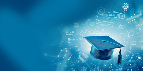 degree hat and concepts education technology and creativity