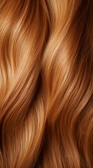 Naklejka premium Extreme close-up shot of hair texture, with slight curves brown with copper highlights