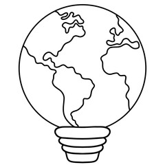 Black doodle world light bulb.