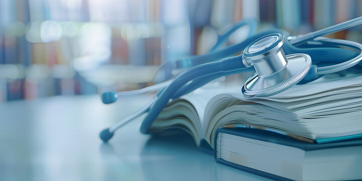doctor's stethoscope on books education concept