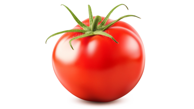 Colorful red tomato isolated on a transparent background