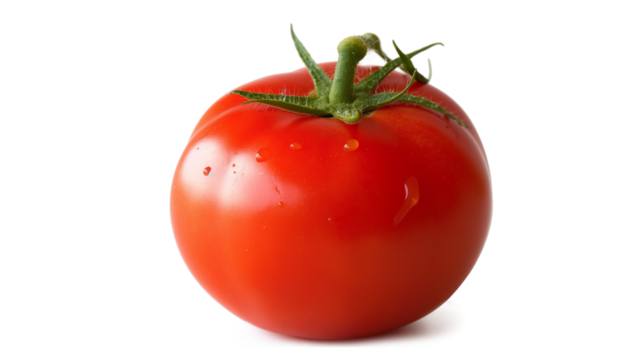 Colorful red tomato isolated on a transparent background
