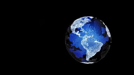 earth or globe made from white blue dots isolated on black