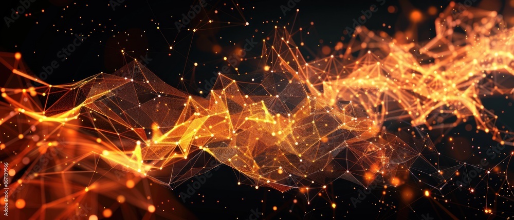 Poster digital technology network connection abstract plexus geometry background