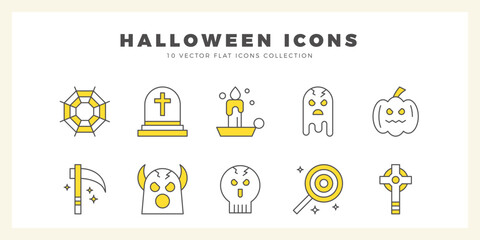 10 Halloween Two Color icon pack. vector illustration.