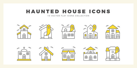 10 Haunted House Two Color icon pack. vector illustration.