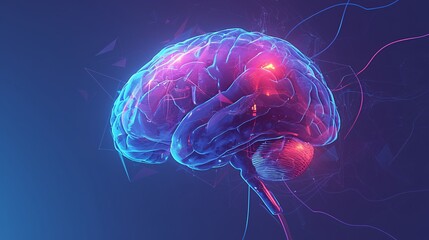 Obraz premium 3D Rendering of a Brain with Neural Connections, Showcasing Neuroscience, Brain Function, Neural Networks, and Cognitive Processes, Ideal for Illustrating Concepts in Medicine, Science, and Technology