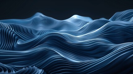 Fototapeta premium Abstract Wave Lines in Charcoal and Blue Styles, Representing Modern Design, Fluidity, and Elegance, Ideal for Illustrating Contemporary Art, Digital Graphics, and Creative Concepts