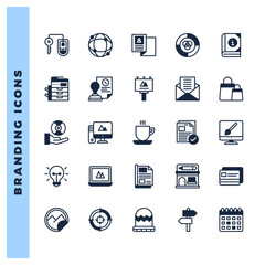 25 Branding Lineal Fill icons pack. vector illustration.