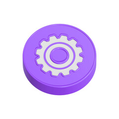 Gear icon, setting symbol 3d blue color