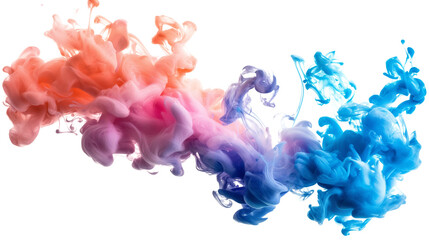 Colourful Ink Underwater isolated on a transparent background 