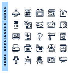 25 Home Appliances Lineal Fill icons pack. vector illustration.